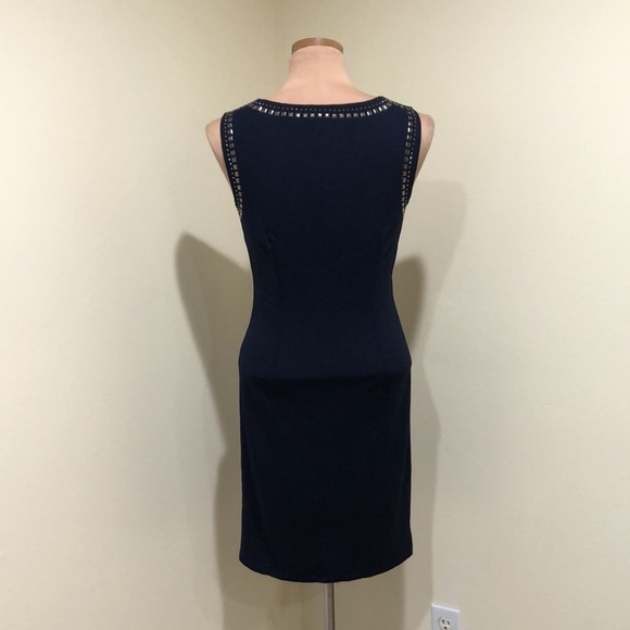 Carmen Marc Valvo Cocktail Dress Size Small Navy Blue Studded - Picture 5 of 8